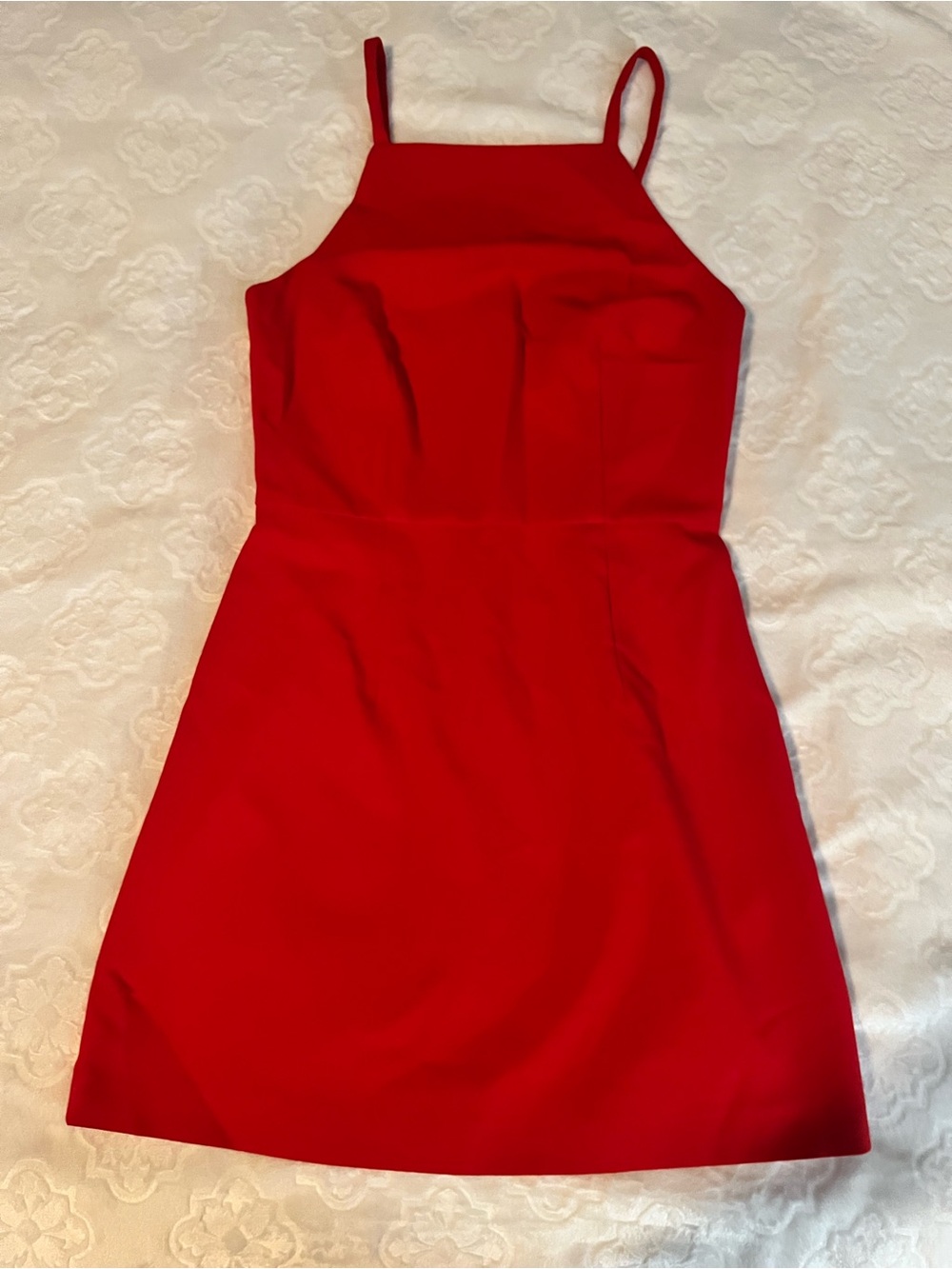 French Connection Red Mini Dress with Square Neckline